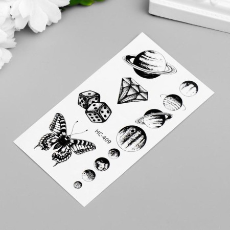 Tattoo on the body Black Planetarium 10.5x6 cm-1