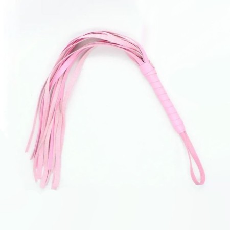 Leather whip, 55 cm, pink