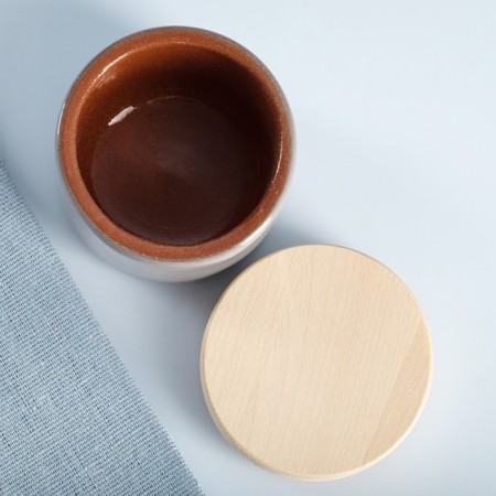 Capacity for spices with a Vyatskaya wooden cover 0.1l, 6.5x6cm, gray-2