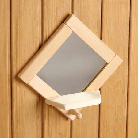 Small rhombus mirror with a shelf and hook, 20 × 20 cm-1