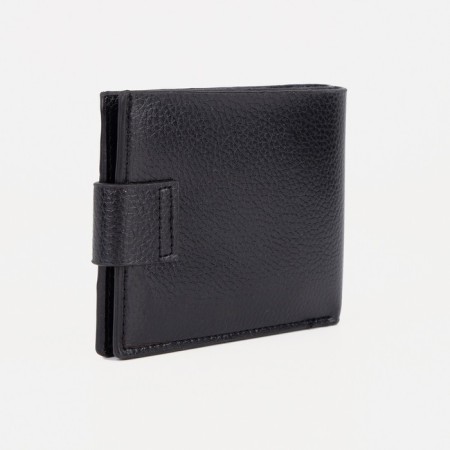 Male purse for magnet, department for bills, for maps, for coins, black color-1