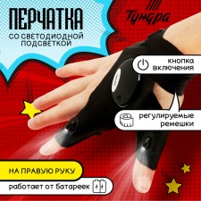 Tundra glove, with LED flashlight and strap, right