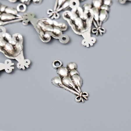 Decor Metal for creativity "Bound of balloons" silver G088B707 set 24 pcs 2.2x1.2 cm 70063