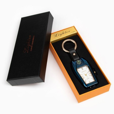Electronic lighter with clock, compass and lantern, USB, spiral, 7.5 x 2.5 x 2 cm, blue-6