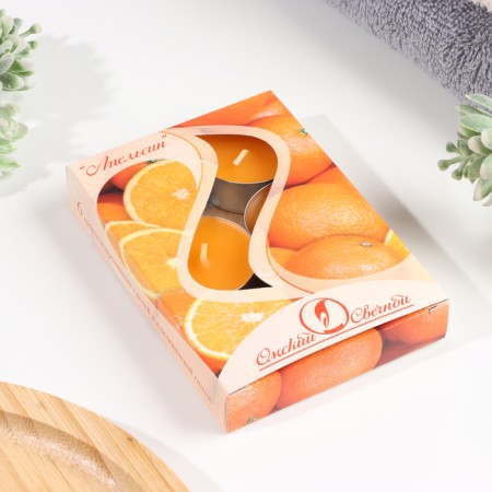 A set of tea candles aromatic "Orange", 3.8x1.6 cm, 3.5 hours, 12 g, 6 pieces-3