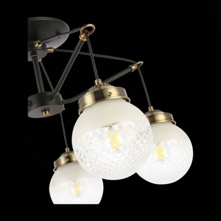 Ceiling EVOLUCE lamp. Sle110302-05. Stricce. 5x60 watts, E27, 59x59x36 cm, black color, bronze-6