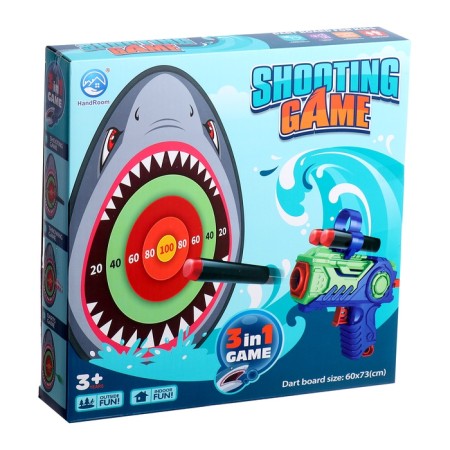 Darts with Blaster Shark, shoots soft bullets, balls and darts on Velcro-12