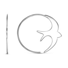Ring earrings “Swallows”, D = 3.2 cm, platinum