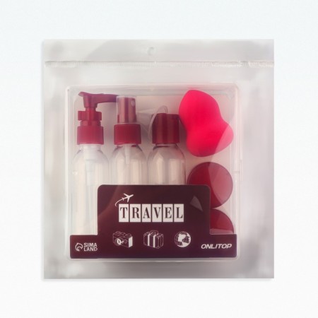 Storage set, in case, 8 objects, transparent/burgundy color-5