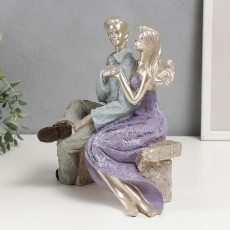 Polystone souvenir "Lovers on benches" 22.5x19x11 cm-3