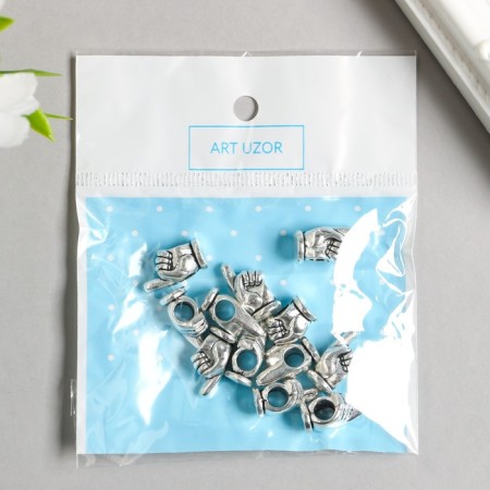 Busina for creativity Metal "Indicative finger - attention" silver 1.6x0.9 cm-2
