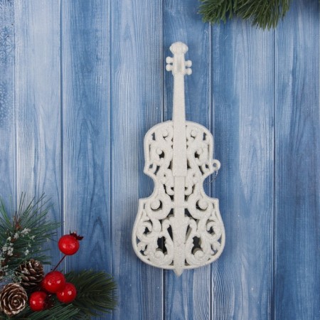 Christmas tree decoration "Cello" 17x7 cm, white