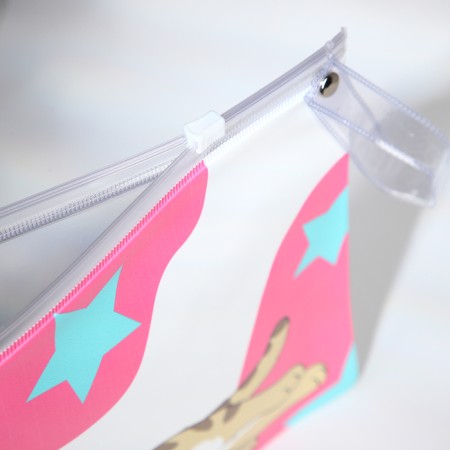 Cosmetic bag with zip-gl, transparent/pink color-3