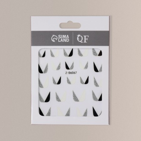 Nail stickers "French", white/silver/black color-4