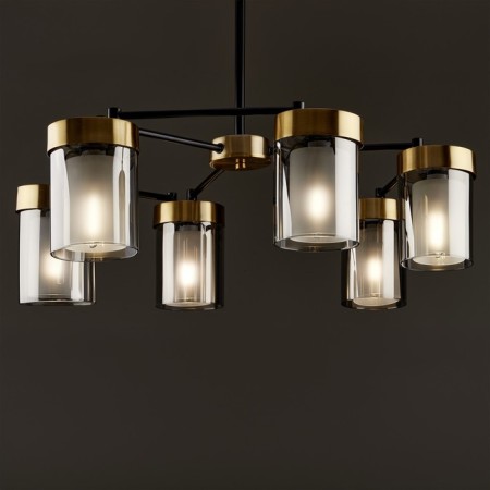 Suspended lamp Freya Fr5432PL-06BBS Lora, 440x440 mm, E14, 6x40W, black color and brass-3