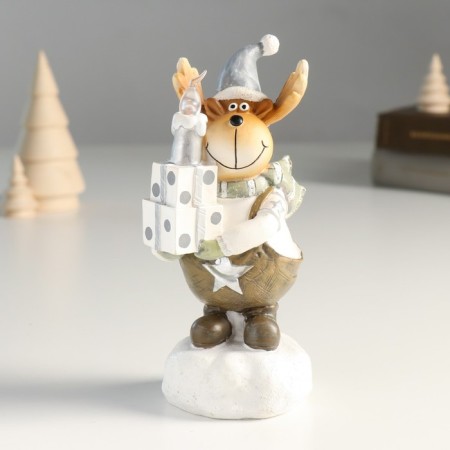 Souvenir Polystone Light "Losik in a cap with gifts and a candle" 7.5x6.5x16 cm-1