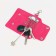 Key of buttons, length 11 cm, 7 carabiners, fuchsia color
