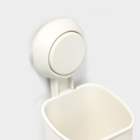 Holder for toothbrushes on a vacuum suction cup, 9 × 7.7 × 19 cm, white color-2
