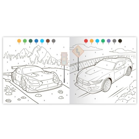 Coloring on numbers with stickers "Cool races", 16 p.-2