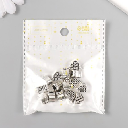 Bead for creativity Metal "Heart Weaving" silver 1.1x1 cm-3