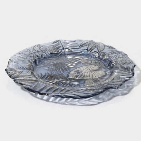Glass dessert “Arabis”, D = 21.5 cm, Blue color-2