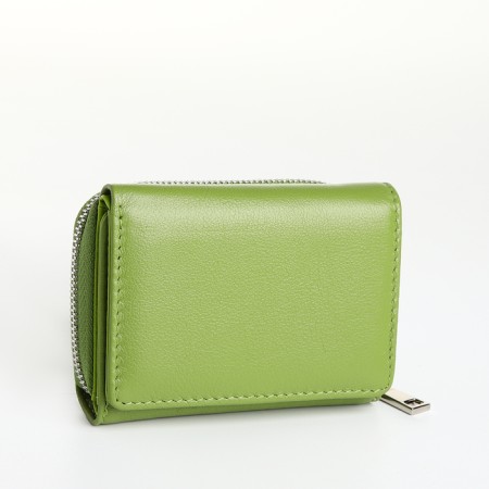 Women's wallet on magnet, green color