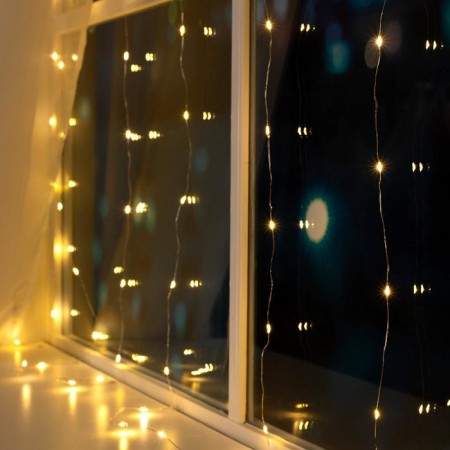 Garland "Curtain" 1.6 × 1.6 m dew, IP20, silver thread, 160 LED, warm white glow, 8 modes, 220 V-2