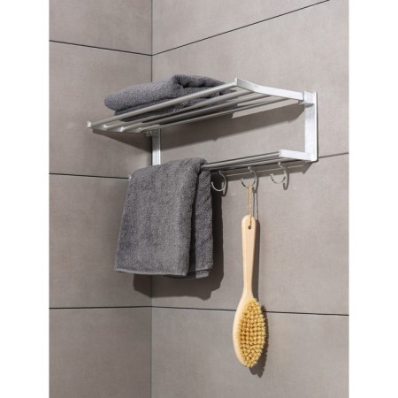 Foal shelf with a holder of towels, 5 moving hooks, 59.5 × 20.5 × 15 cm, aluminum-2
