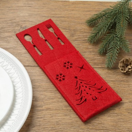 A set of envelopes for cutlery of the New Year's share, red color - 4 pcs.-1