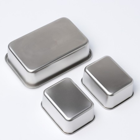 Stainless steel container 2 sections, 23 × 15.5 × 7, with a lid-4