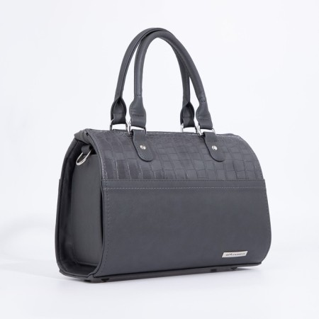 Women's bag El Masta with a zipper, external pocket, long belt, graphite color-3