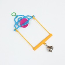 Bird swings with a rattle and bell, 10.7 x 21.7 cm, mix of flowers