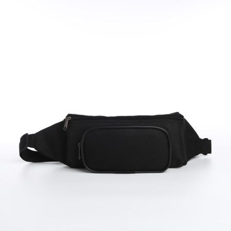 Lightning waist bag, external pocket, black color-1