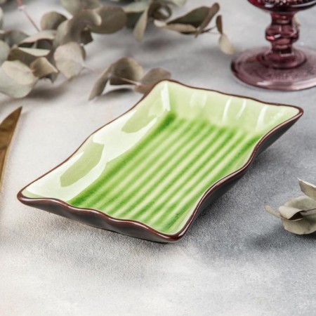 Ceramic serving dish "Tallula", 19 × 11 × 3 cm, green color-1