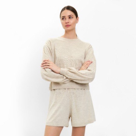 Female set (jumper, shorts) minku: casual collection beige color, river 46-1