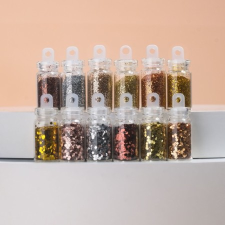 Sequins for the decor "champagne", large/small, 12 bottles
