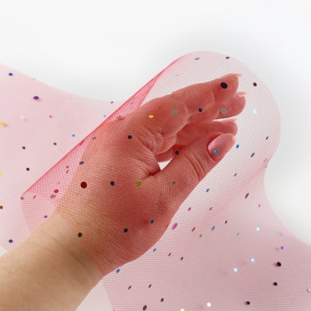Fatin with multi -colored sparkles, 15 cm, 11 ± 1 g/sq.m, 23 ± 1 m, color red No. 17-3