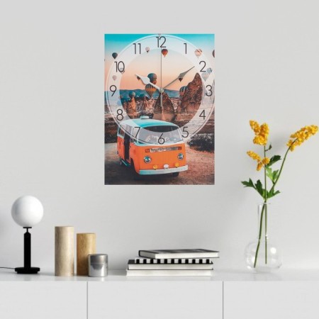 Carty clock wall "orange bus", a smooth move, 30 x 40 cm