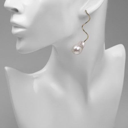 Earrings with pearls "bead" spiral, color gold-1