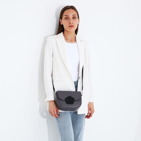 Richet bag on a magnet, outer pocket, long belt, gray color-8