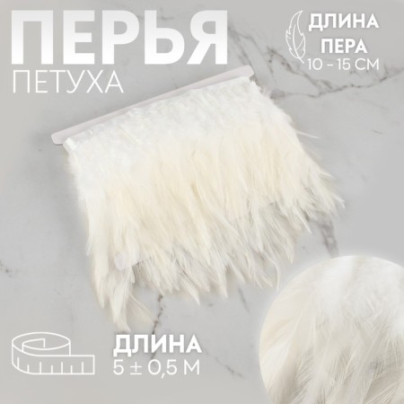 Braid with feathers of a rooster, 10-15 cm, 5 ± 0.5 m, white color