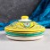 Maslenka Rishtan ceramics "Patterns", 17 cm, yellow