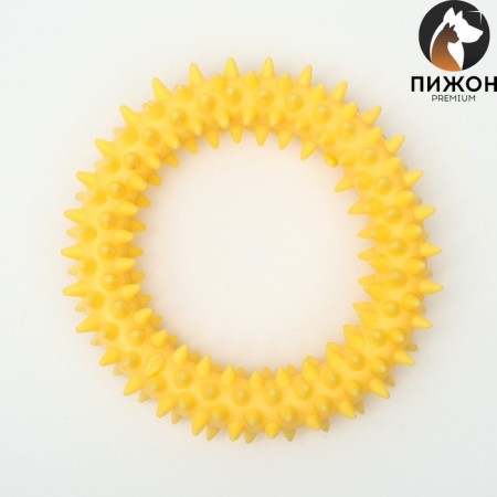 Toy floating for dogs "thorns" Pizhon Premium, foamed TPR, 11 cm, yellow