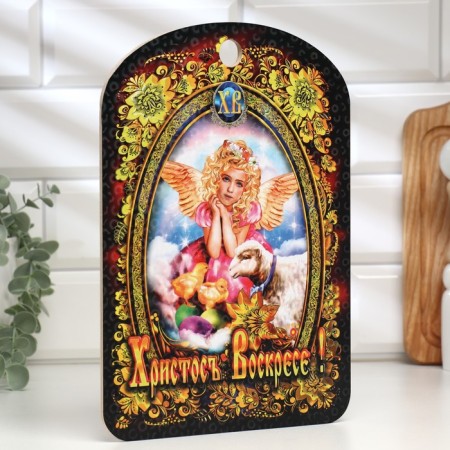 Board of Easter "Christ is risen. Girl-Angel", 19.5 × 27.5 cm-1