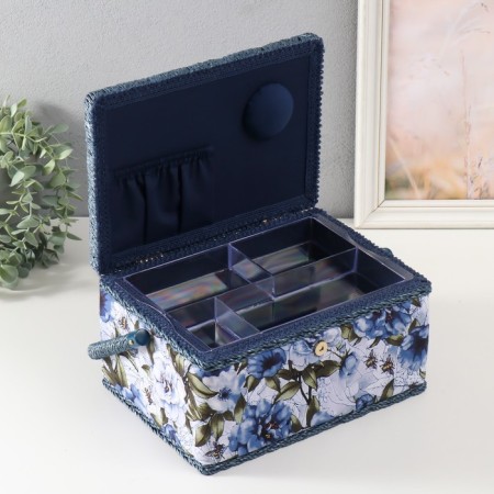 Casket for needlework "White-blue peonies" 19x26x14.5 cm-2