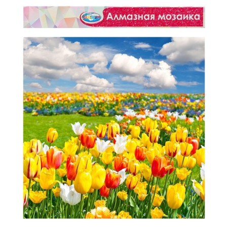 Diamond mosaic without a subframe, partial filling of "tulips" 40 × 50 cm