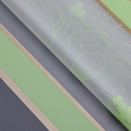 Matte flowers film, "Flowers with a border", 58x58cm, green-1