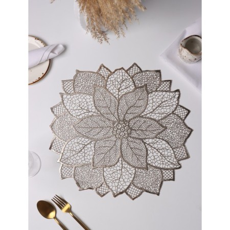 A set of serving napkins on the table “Flower”, 4 pcs, 43 × 43 cm, gold color-3