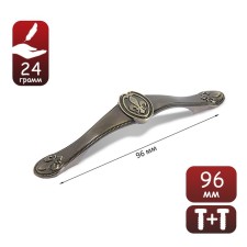 Tundra handle PC174, m/o 96 mm, bronze color