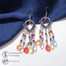 Hanging earrings with rhinestones 